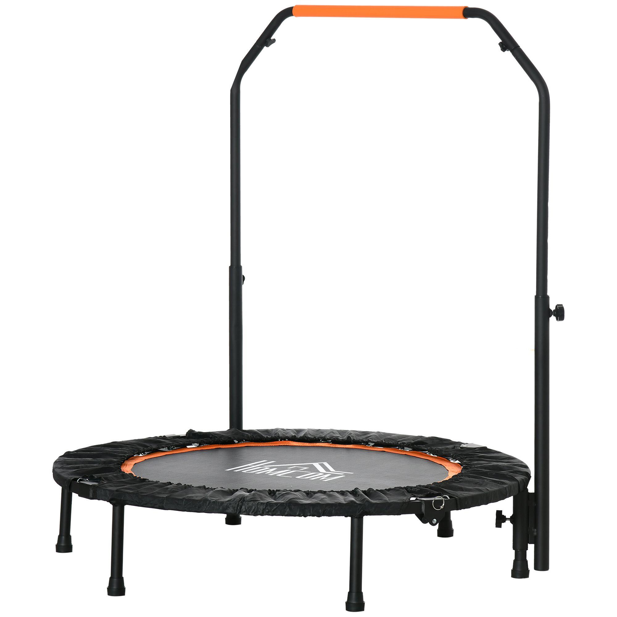HOMCOM Trampolim fitness ø102x99-123 cm preto e laranja HOMCOM