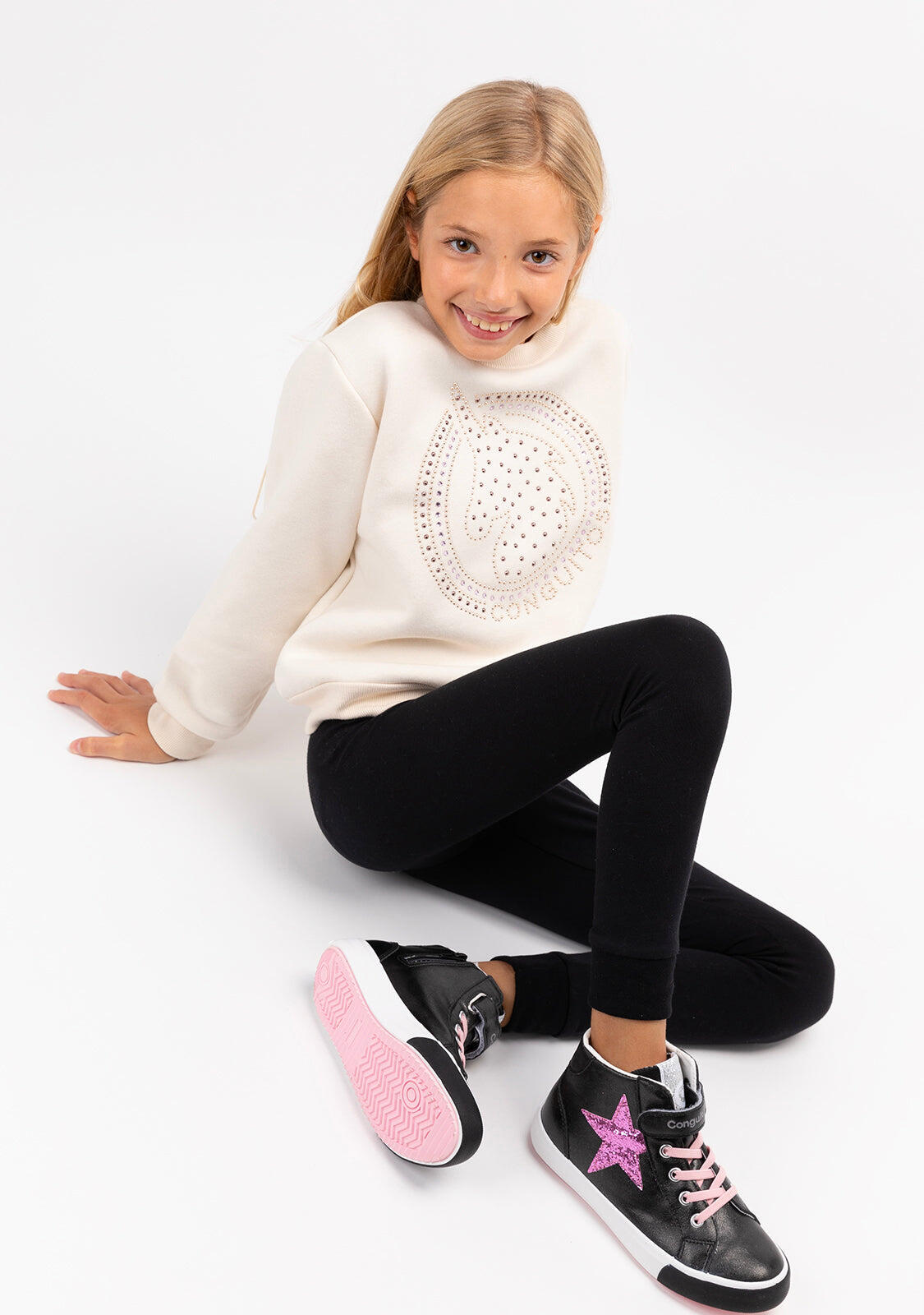 Joggers de punto negros de niña 3/5