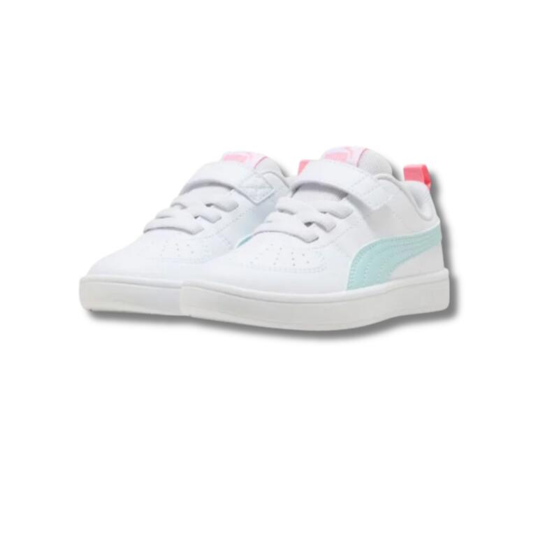 Zapatillas Casual Niño Puma Rickie AC+ PS Blanco y Azul Celeste Comodas 3/4