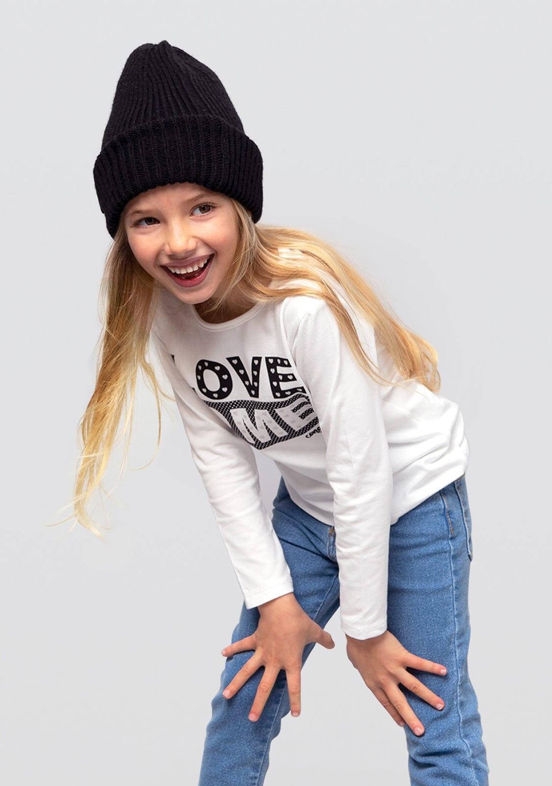 Camiseta blanca de niña "Love Me" con luces 3/4