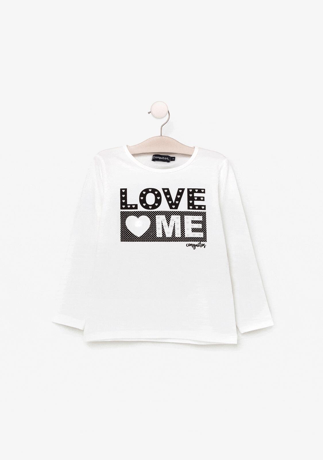 Camiseta blanca de niña "Love Me" con luces 4/4