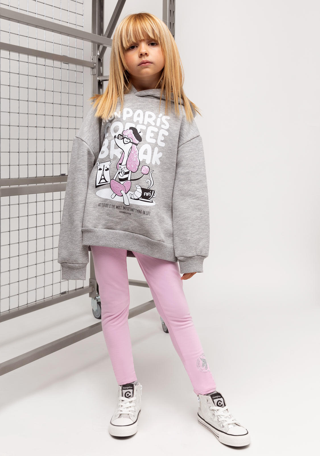 Sudadera de Niña con Capucha en Gris 5/5