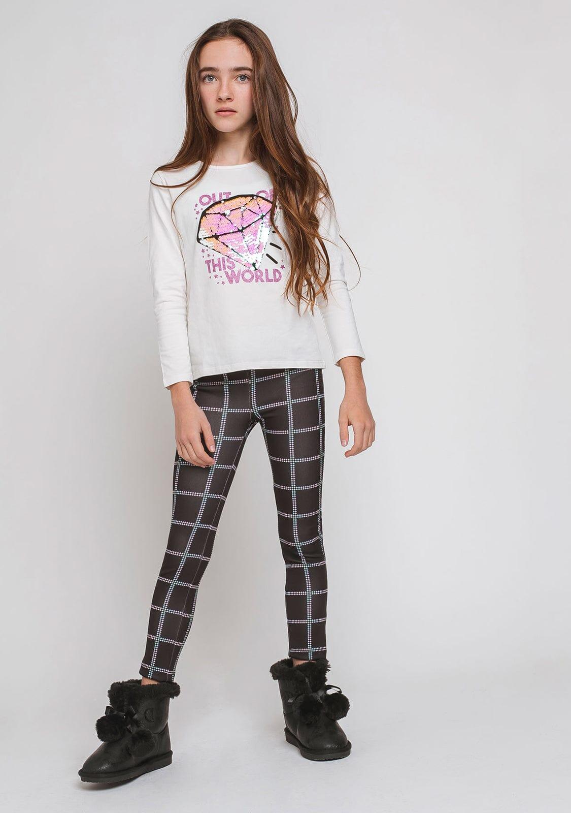 Leggings cuadrados negros de niña 2/3