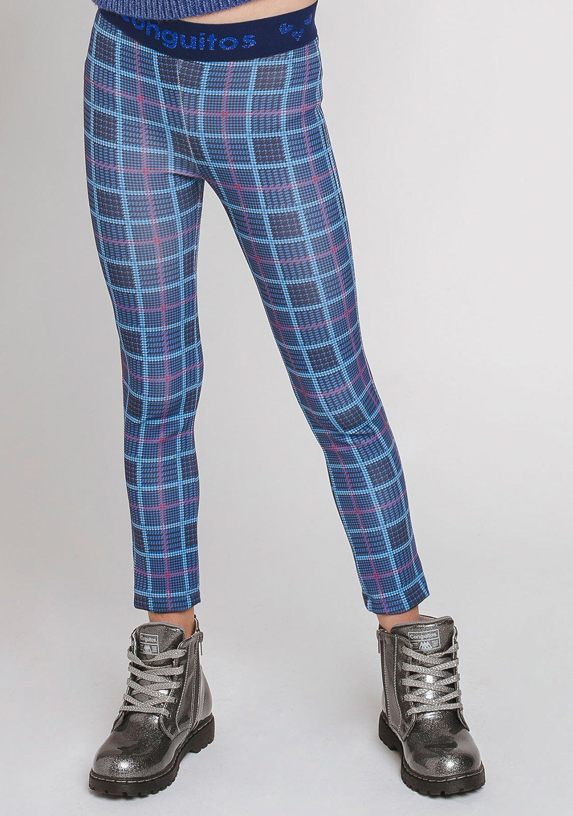 Leggings de Niña Cuadros Azul Marino 3/3