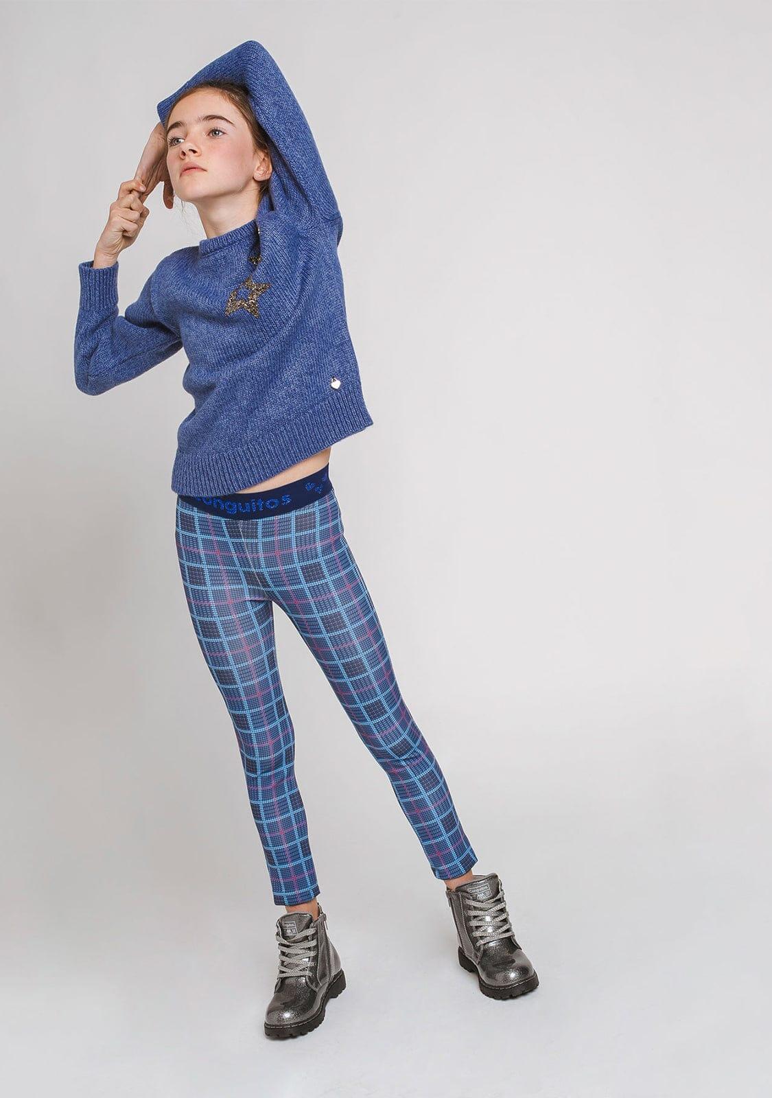 Leggings de Niña Cuadros Azul Marino 2/3