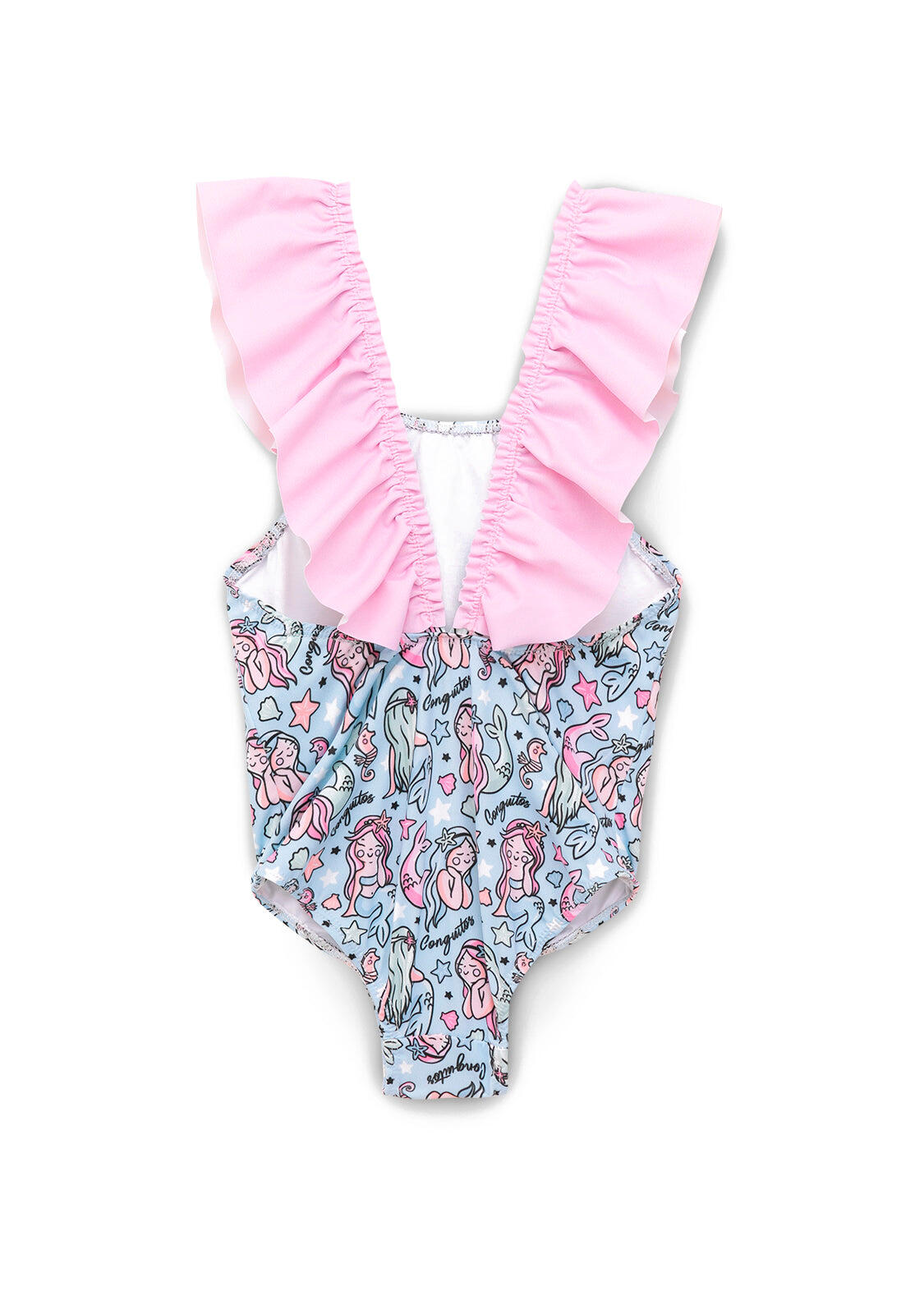 Bañador Niña Estampado Sirena Con Coletero 2/5