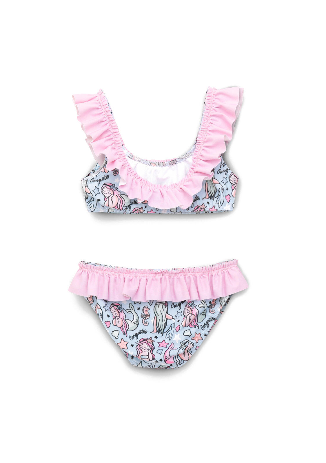 Bikini de Niña en Rosa y Azul Claro 2/4