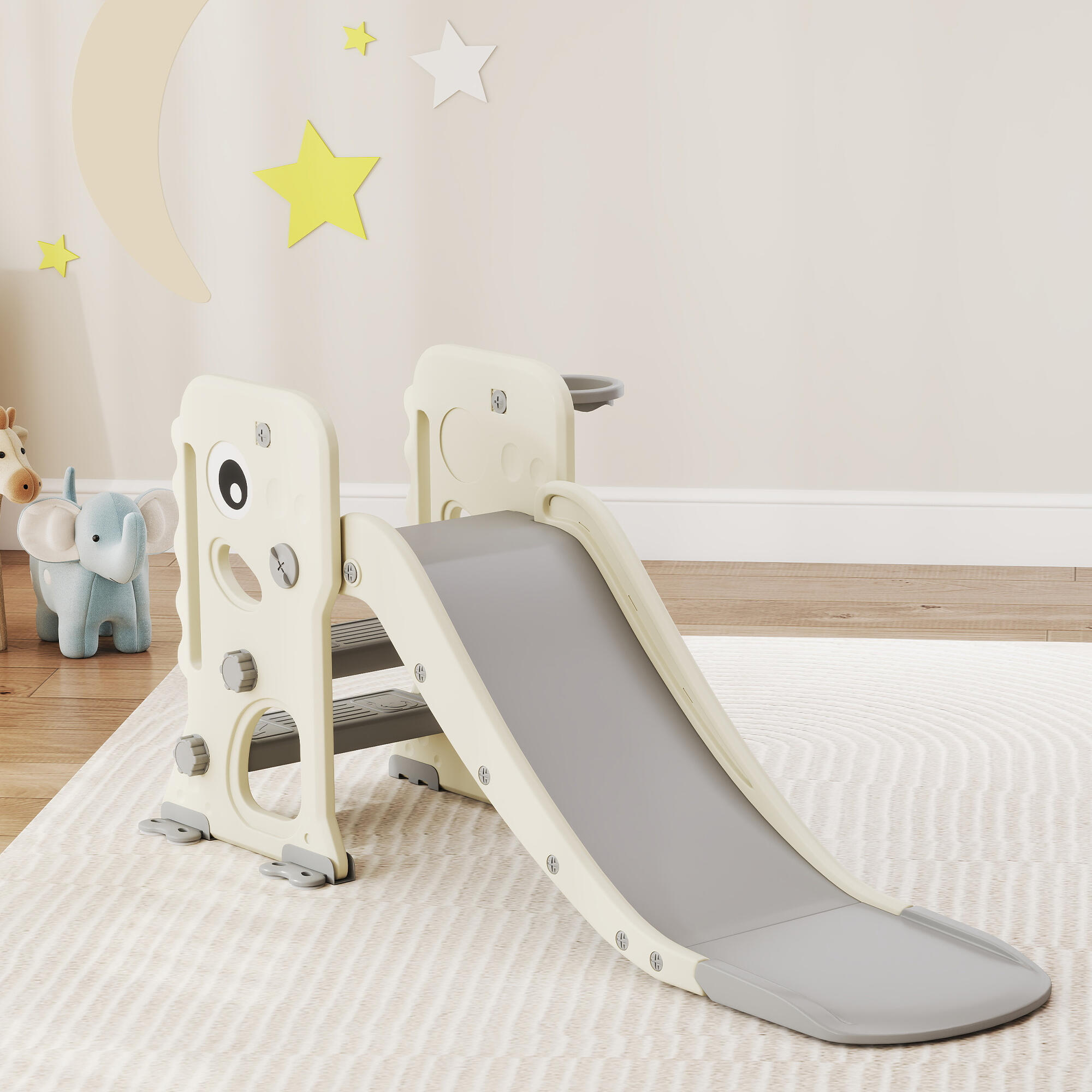 Tobogán Infantil AIYAPLAY 146x52x65 cm Crema 5/5