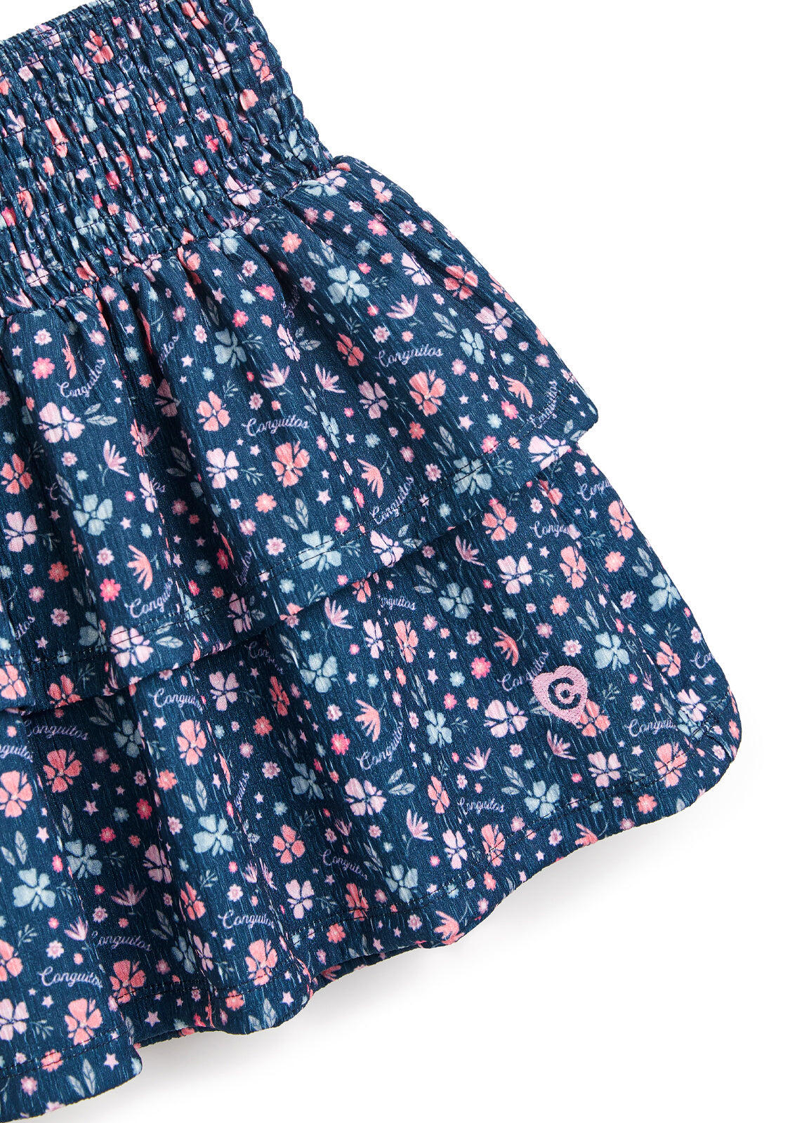 Falda Volantes Niña Estampado Florar Azul Marino 2/2