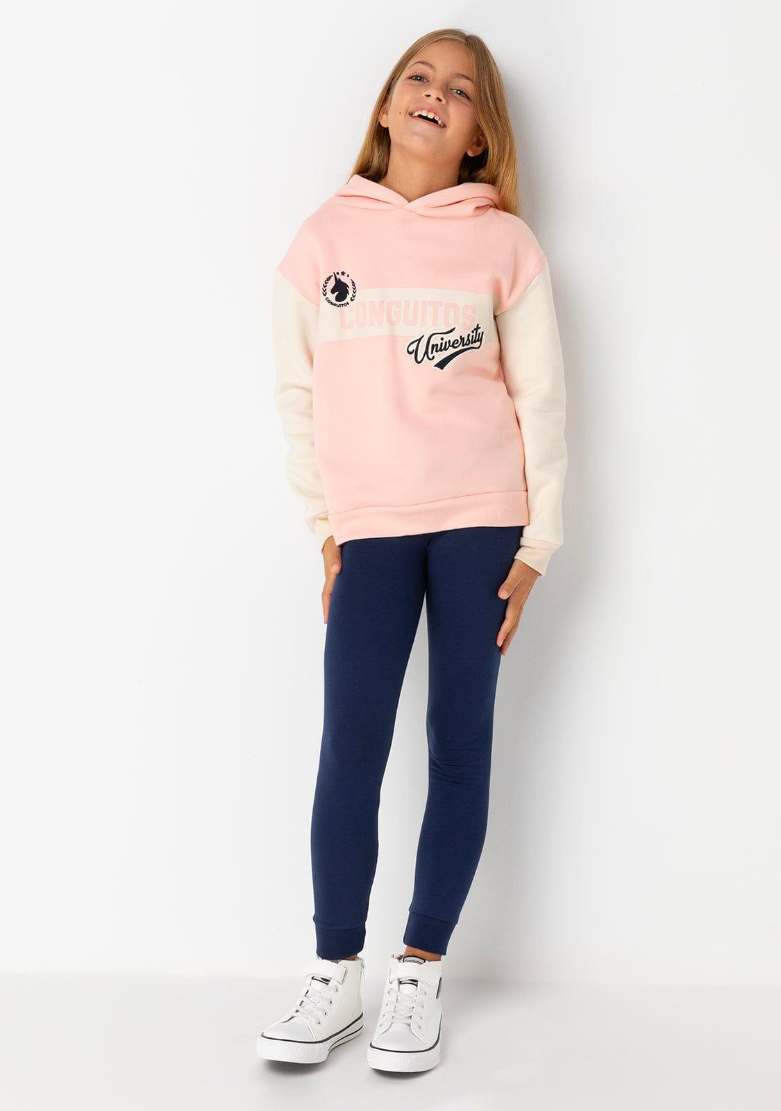 Sudadera con Capucha Universitaria Rosa de Niña 3/4