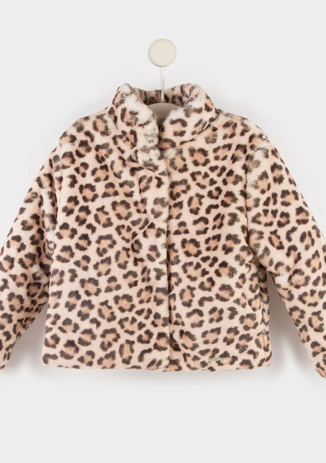 Abrigo de piel de leopardo para niña 1/3