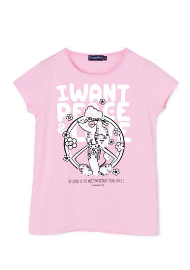 Camiseta De Niña Lentejuelas En Rosa