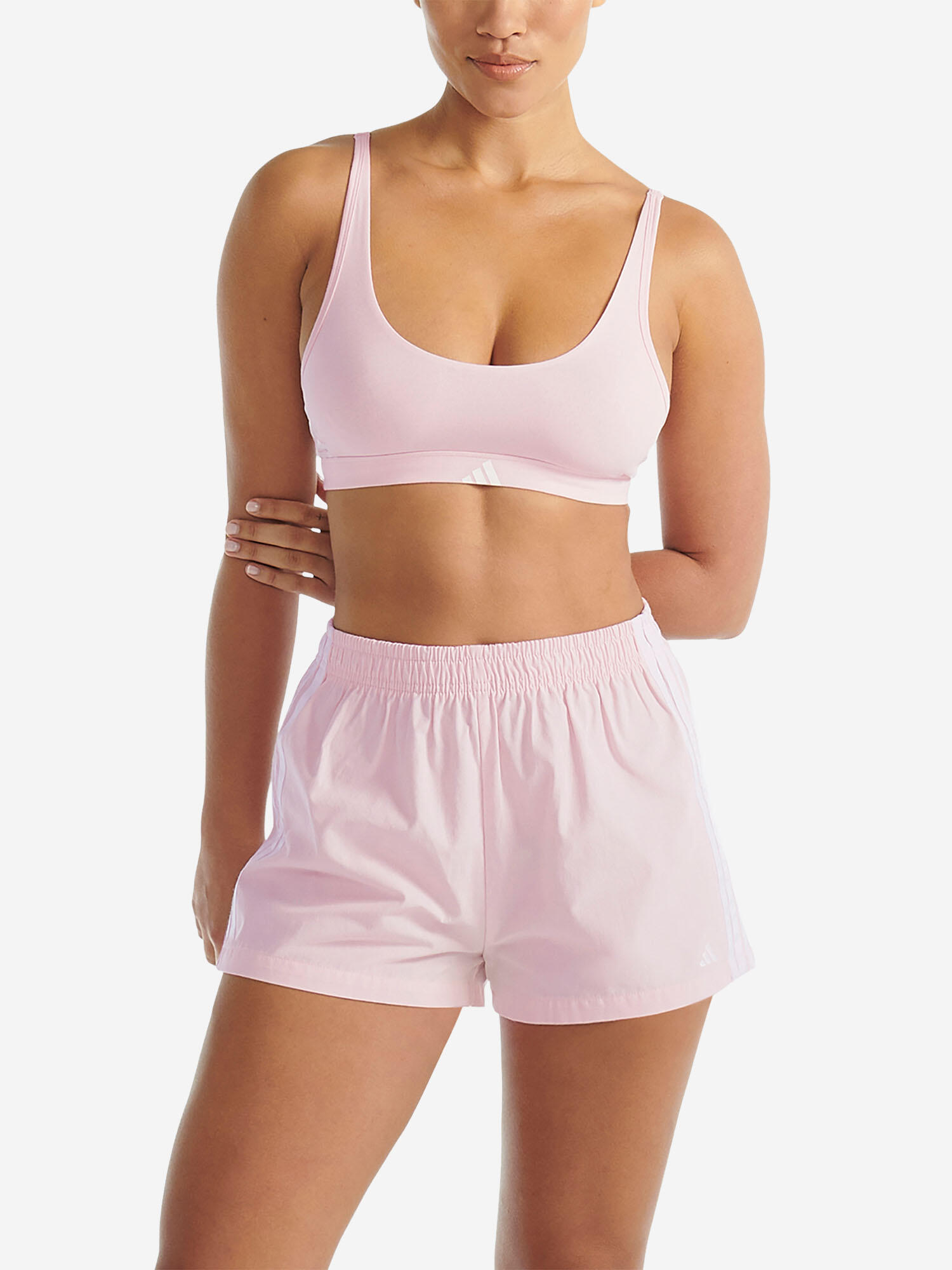 Bustier sportlich soft Damen - Sport Active Essentials Cotton 3 Stripes rosa 6/7