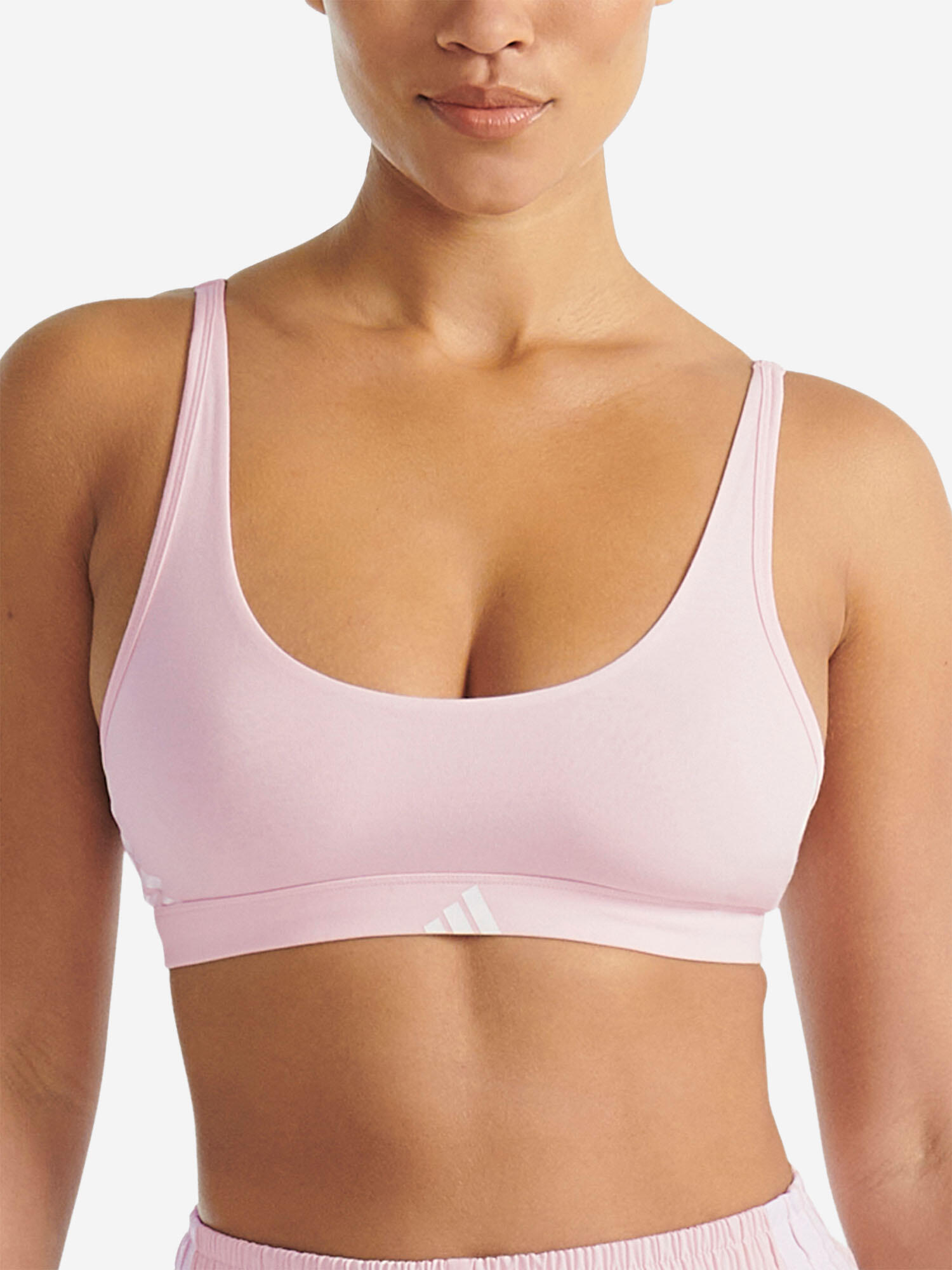Bustier sportlich soft Damen - Sport Active Essentials Cotton 3 Stripes rosa 2/7