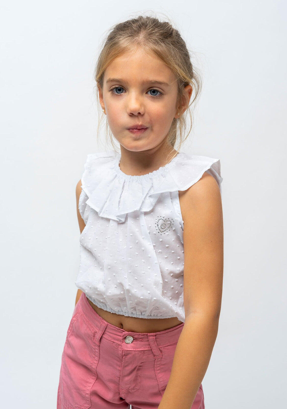 Top de Niña Volante Blanco 2/3