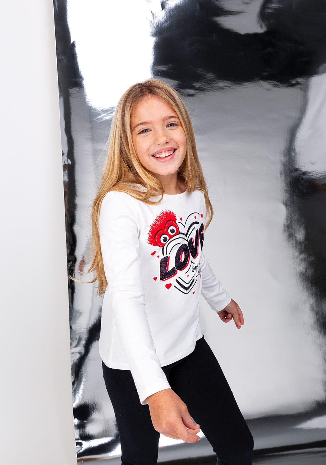 Camiseta de Niña con Lentejuelas en Blanco 4/4