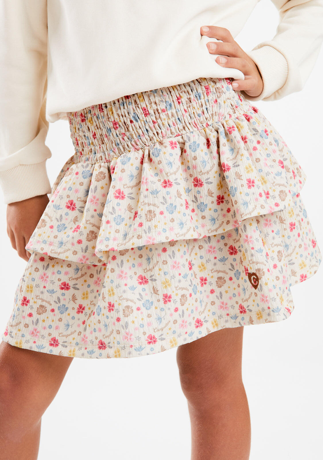 Falda Volantes Estampado Florar 3/4