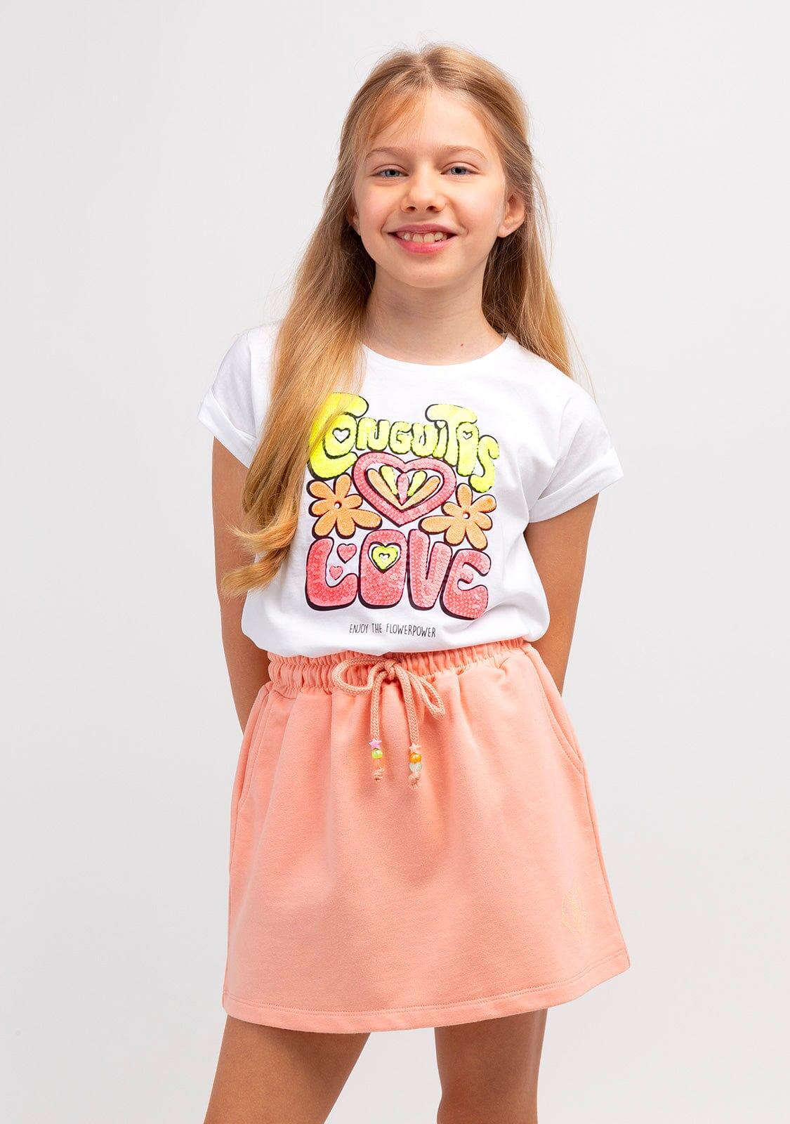 Camiseta Blanca de Niña Lentejuelas en Blanco 2/4