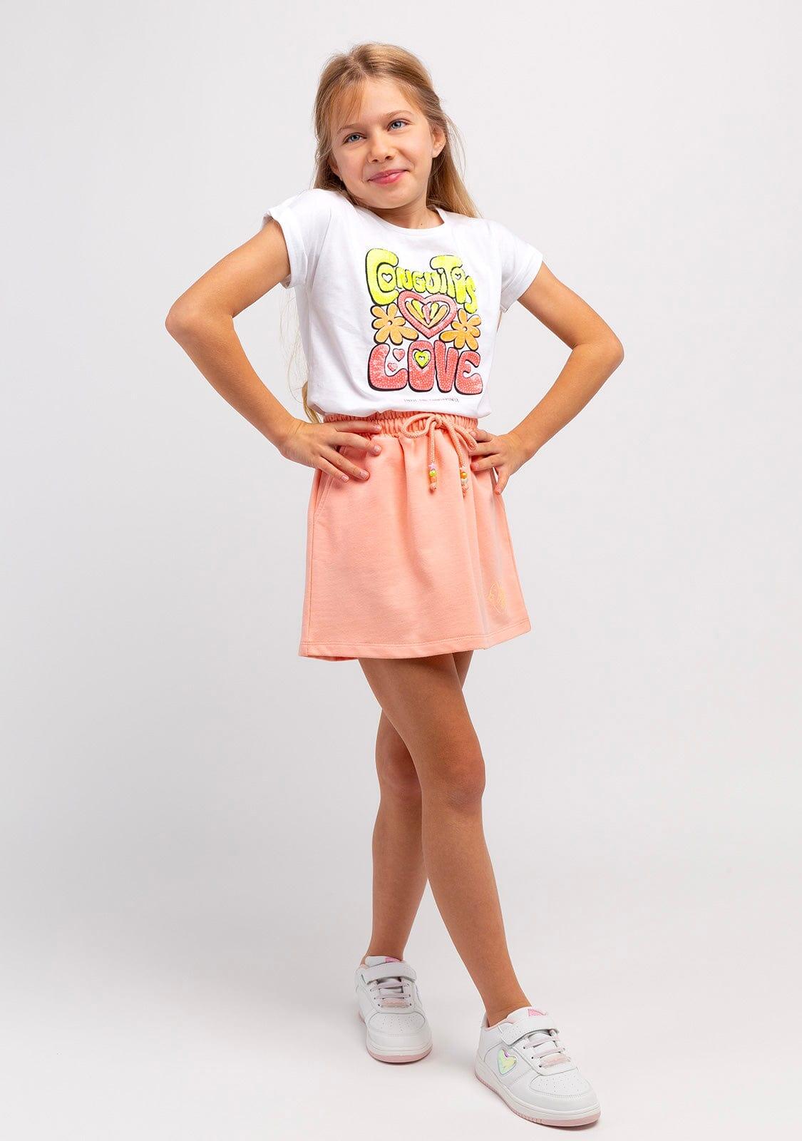 Camiseta Blanca de Niña Lentejuelas en Blanco 3/4