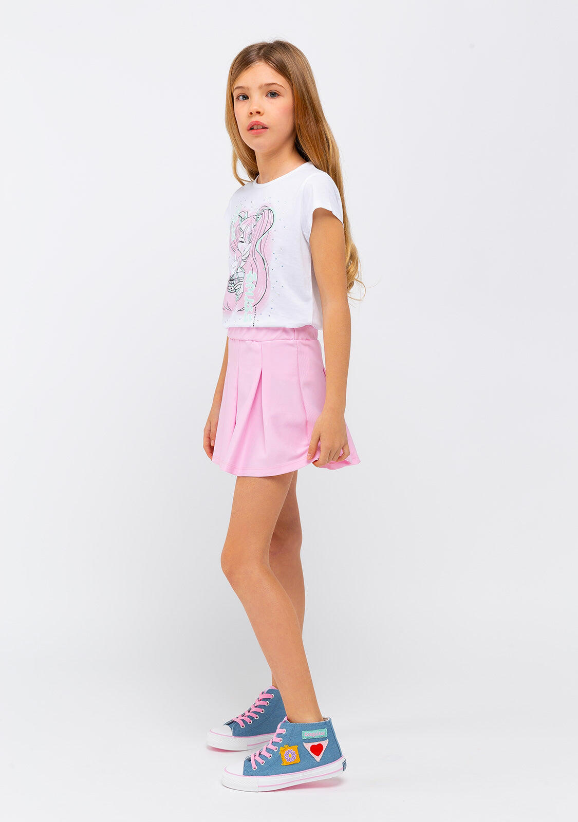 Falda Niña Plisada Rosa 2/5