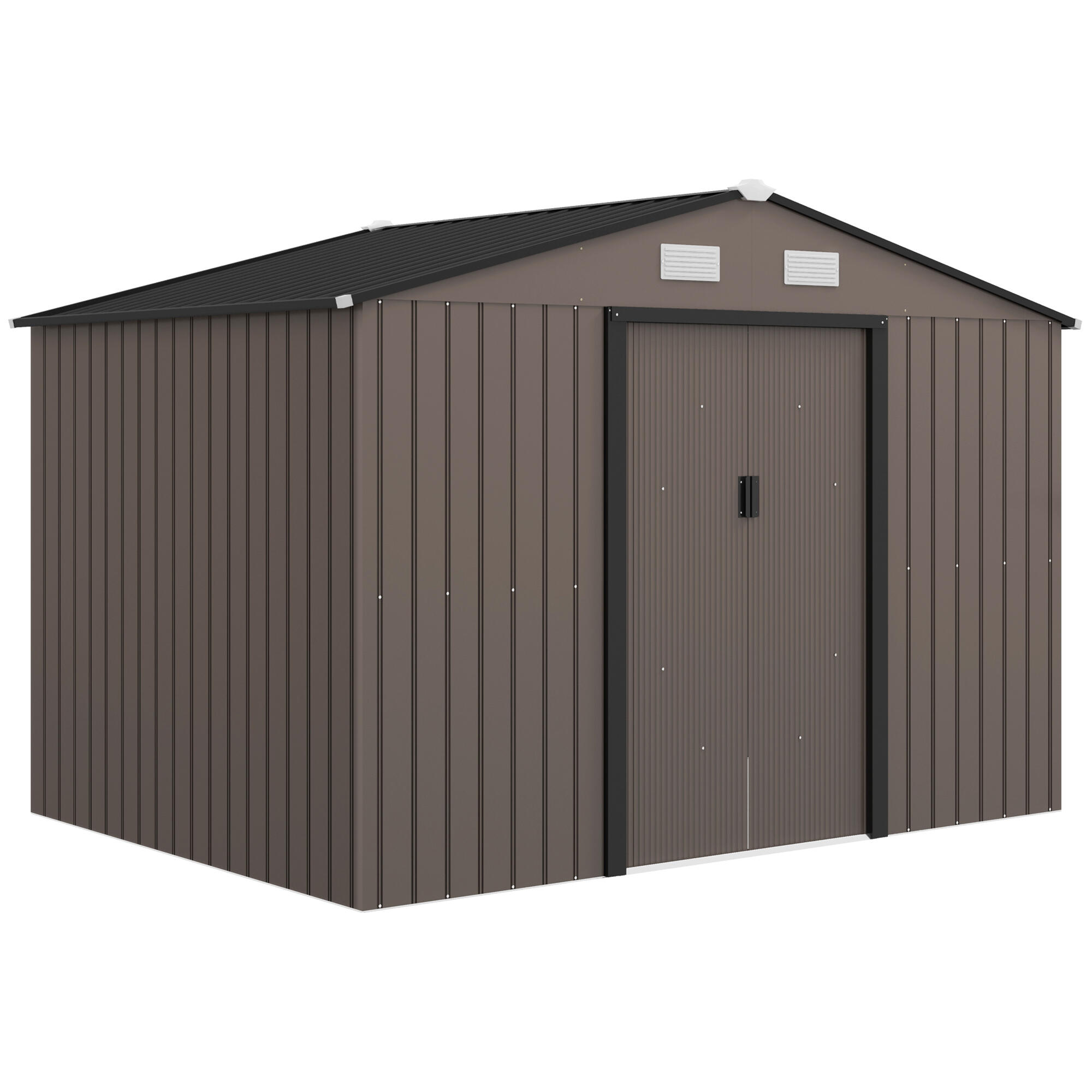 Abrigo de jardim 77x195x192 cm marrom escuro outsunny