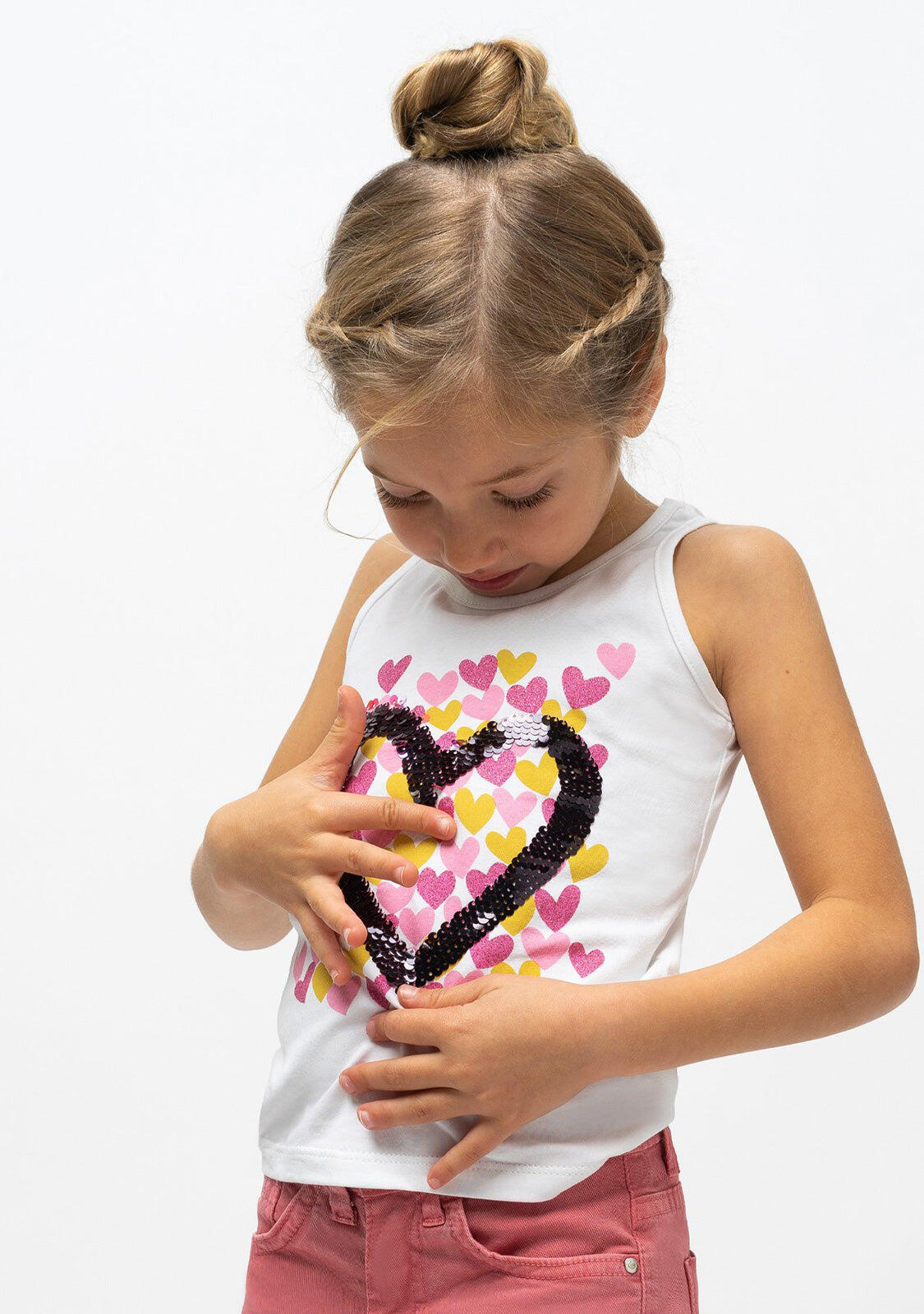 Camiseta de Niña Corazones Blanca 3/3
