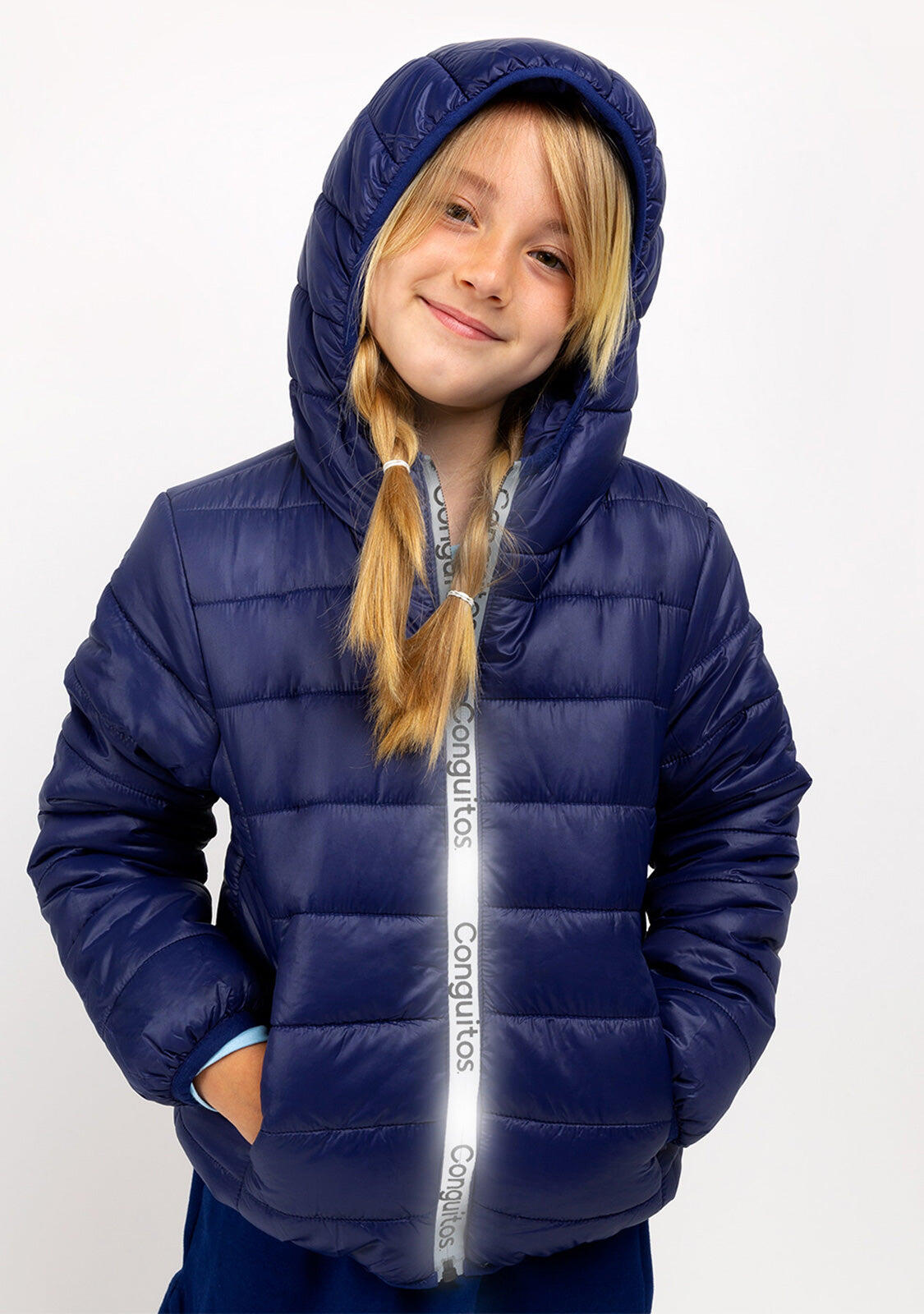 Anorak de Niña de Poliéster Reciclado en Azul Marino 2/3