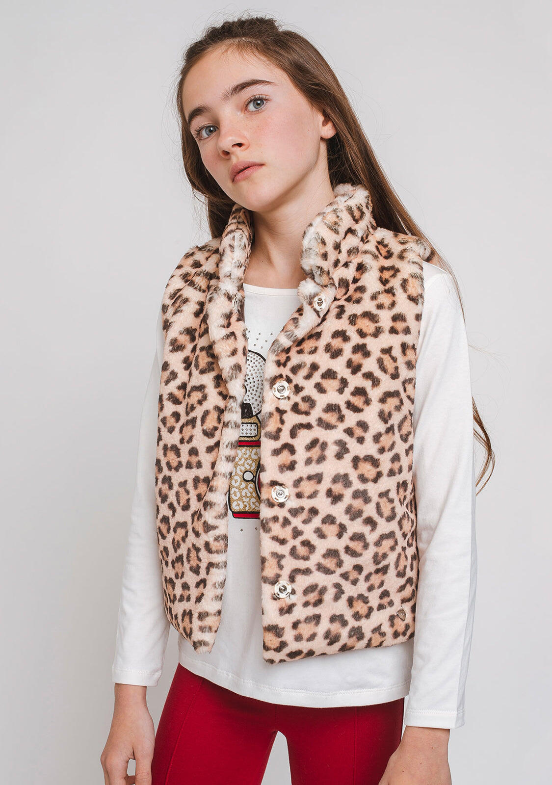Chaleco de piel de leopardo para niña 2/3