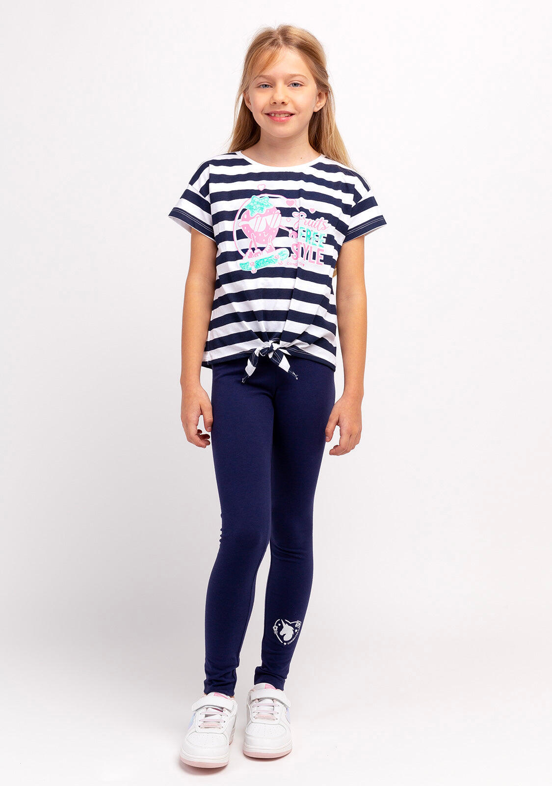 Camiseta De Niña Estampado Rayas 3/4