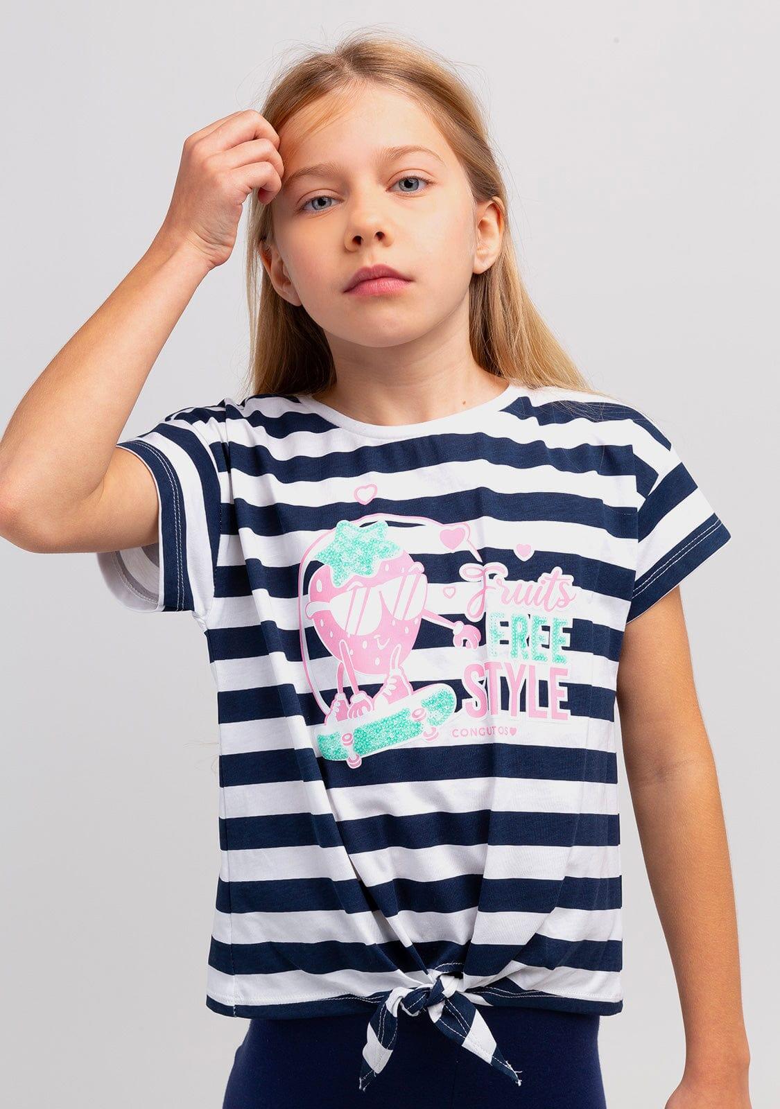 Camiseta De Niña Estampado Rayas 2/4