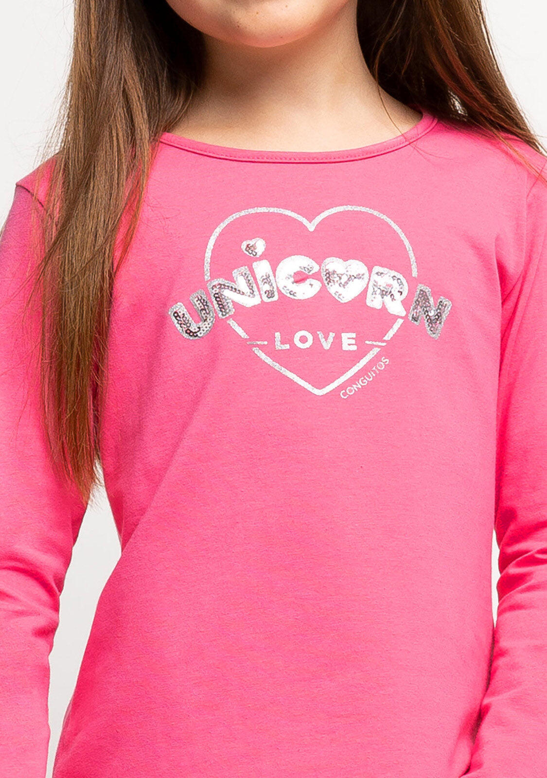Camiseta de Niña de Manga Larga en Rosa con Estampado de Lentejuelas 4/4