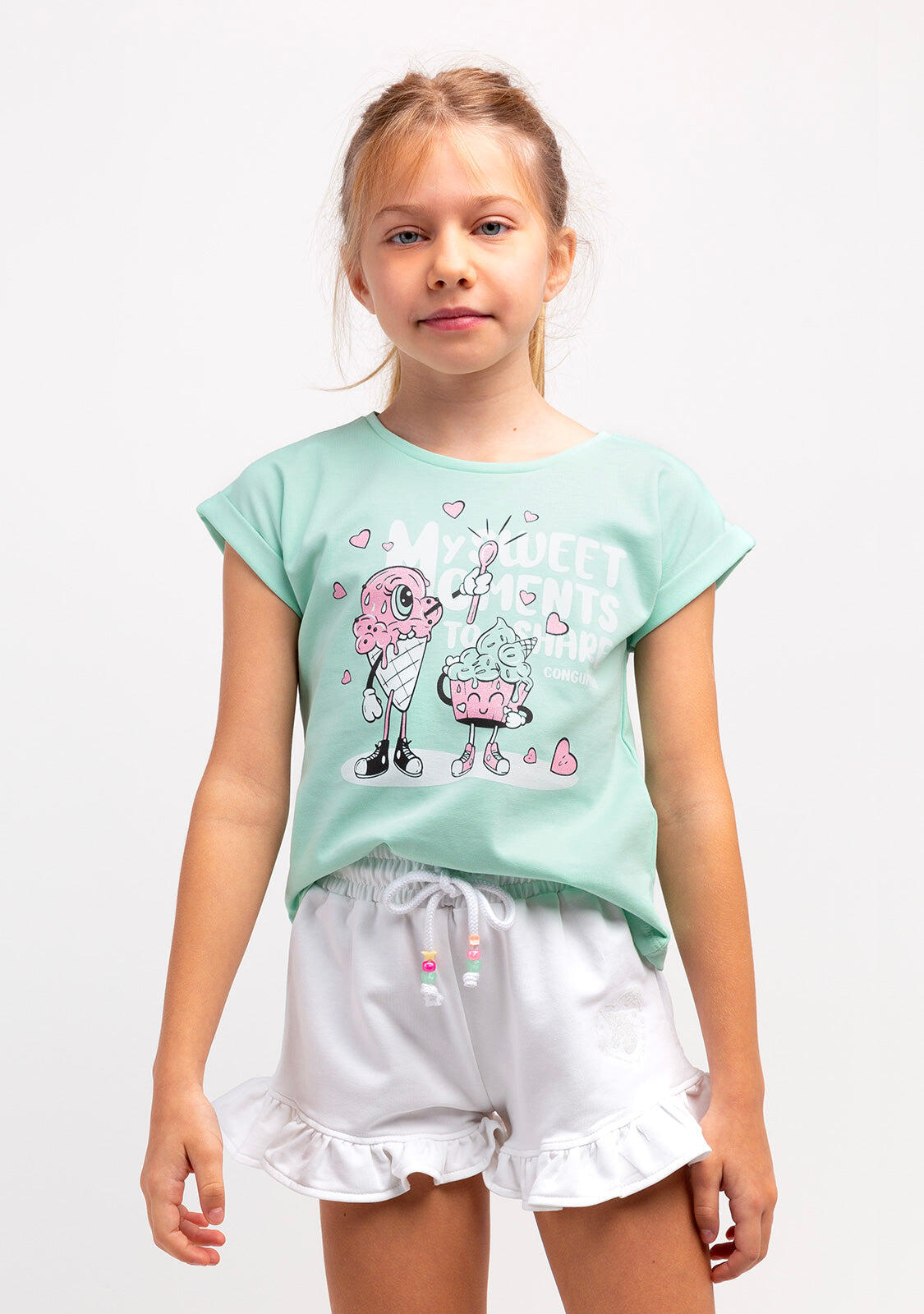 Camiseta de Niña Con Estampado De Helado En Menta 2/4