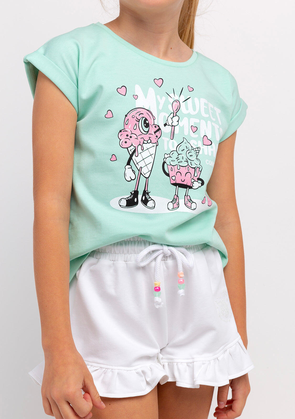 Camiseta de Niña Con Estampado De Helado En Menta 4/4