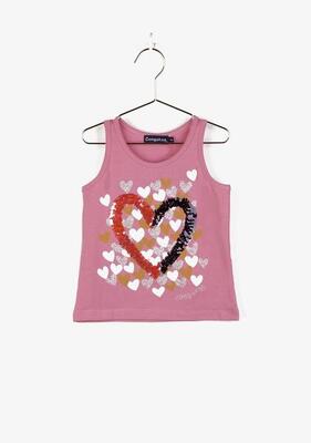 Camiseta de Niña Corazones Rosa