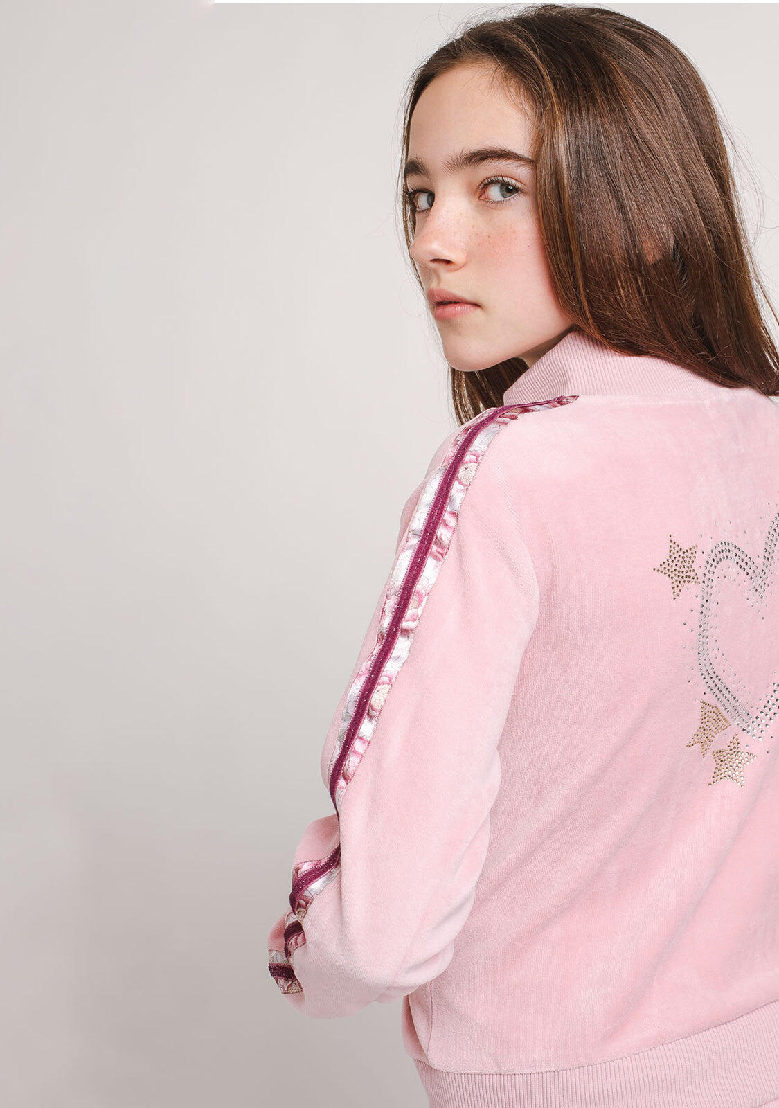 Chaqueta de chándal de terciopelo rosa para niña 3/3