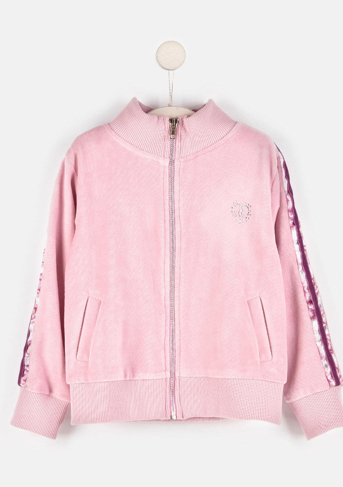Chaqueta de chándal de terciopelo rosa para niña 2/3