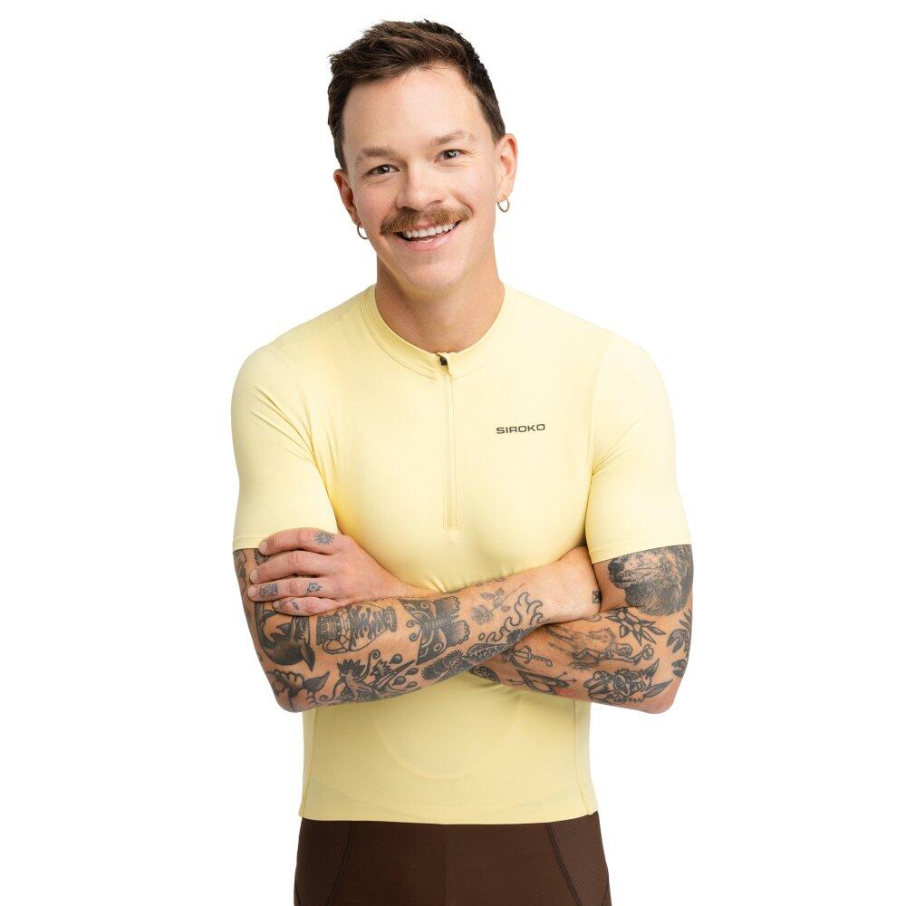 SIROKO Men Cycling 's half-zip gravel jersey GM5 Terraquest Yellow Yellow