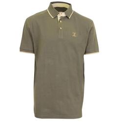 Polo brodé sanglier manches courtes coton piqué kaki S à 3XL