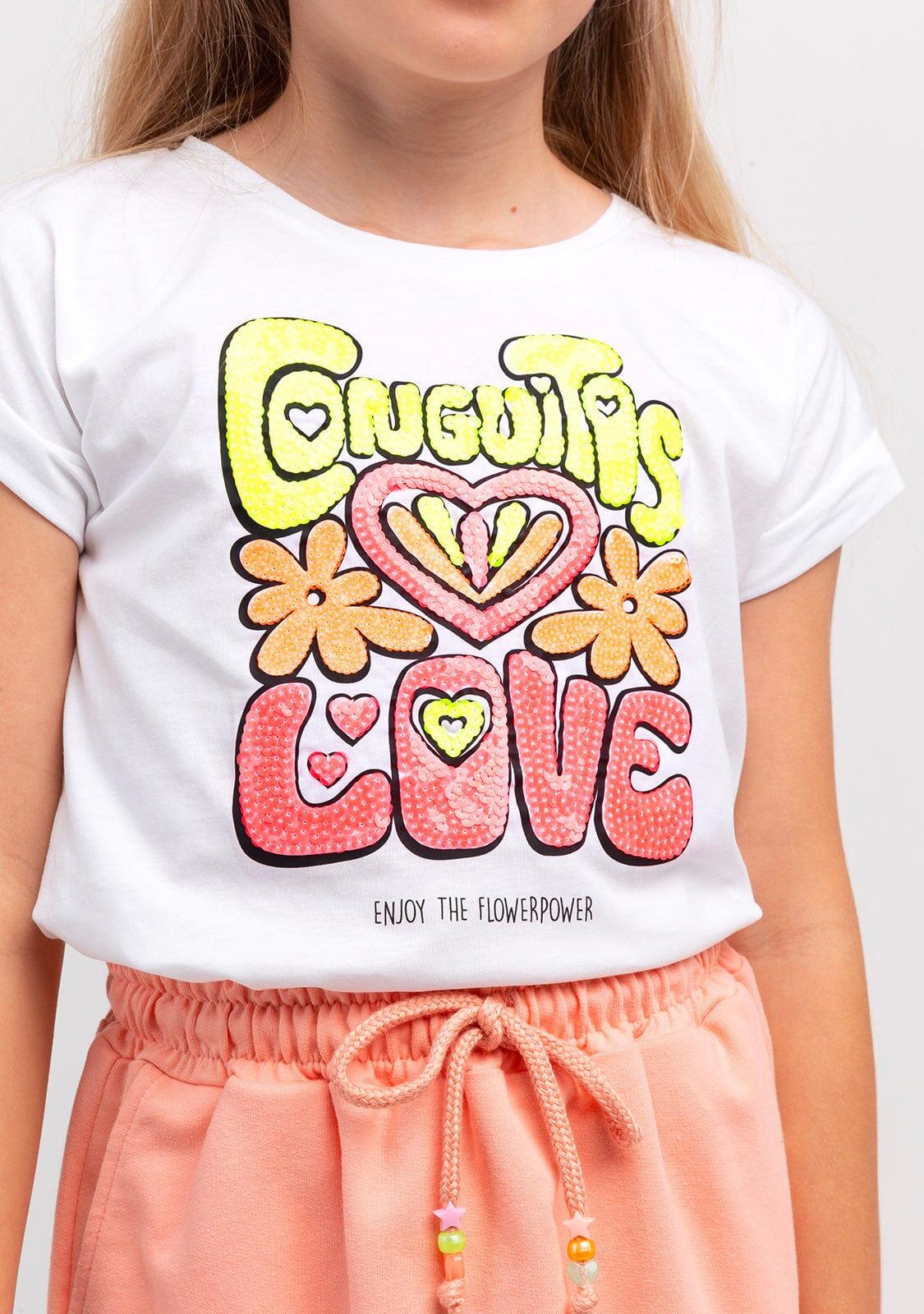 Camiseta Blanca de Niña Lentejuelas en Blanco 4/4