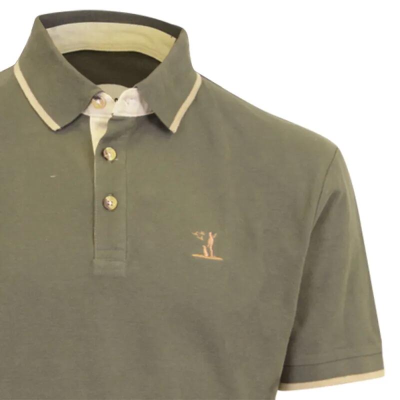 Polo brodé sanglier manches courtes coton piqué kaki S à 3XL 2/5