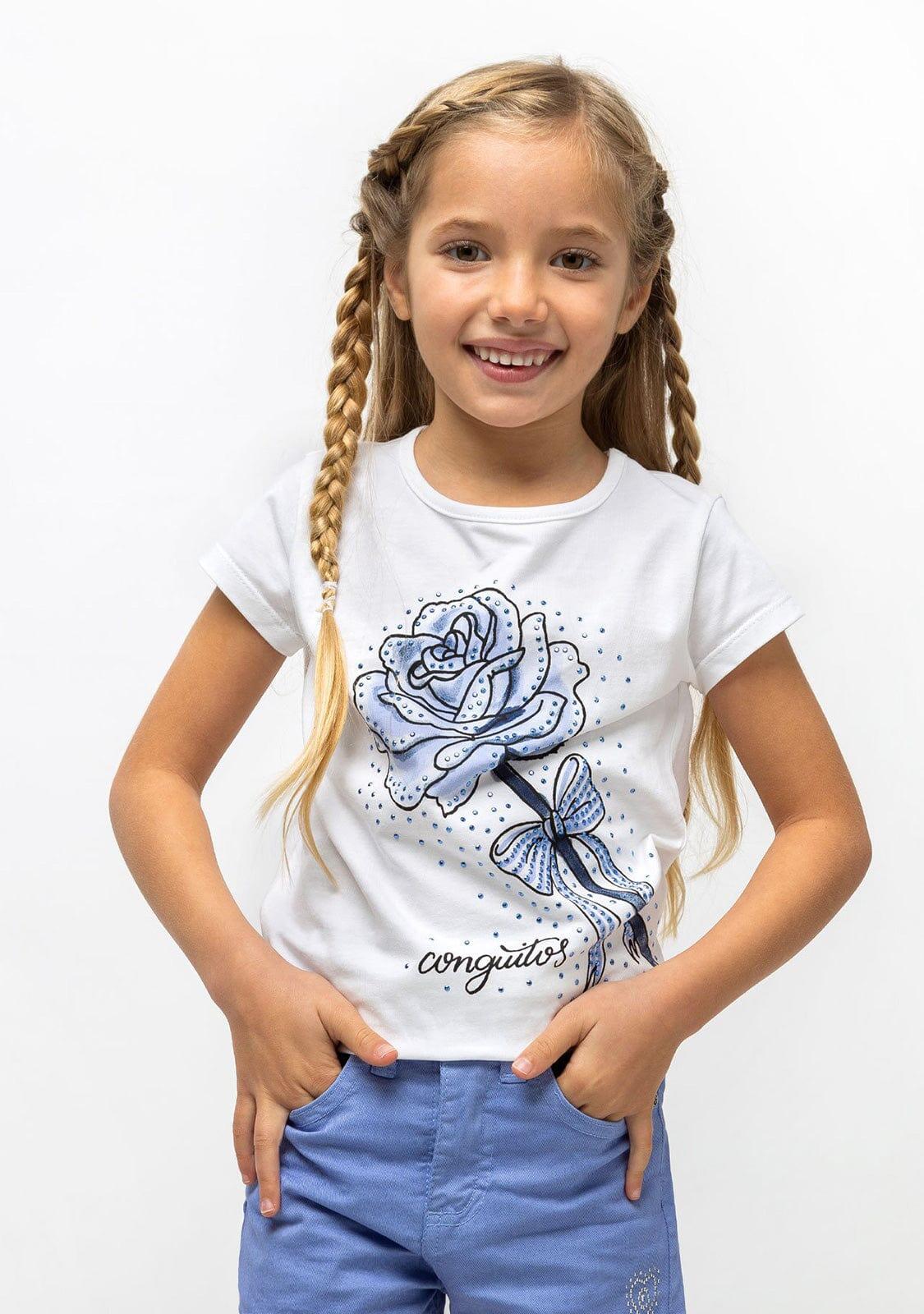 Camista de Niña Rosa Strass Celeste 3/3