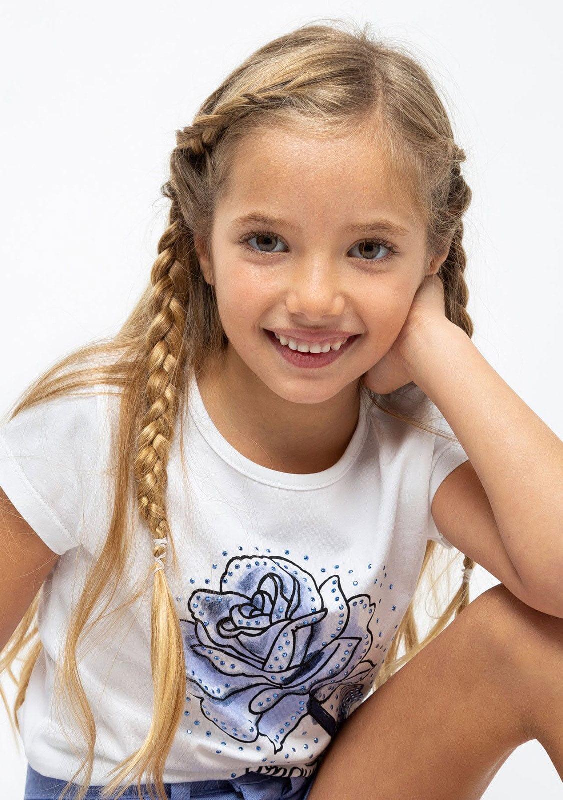 Camista de Niña Rosa Strass Celeste 2/3