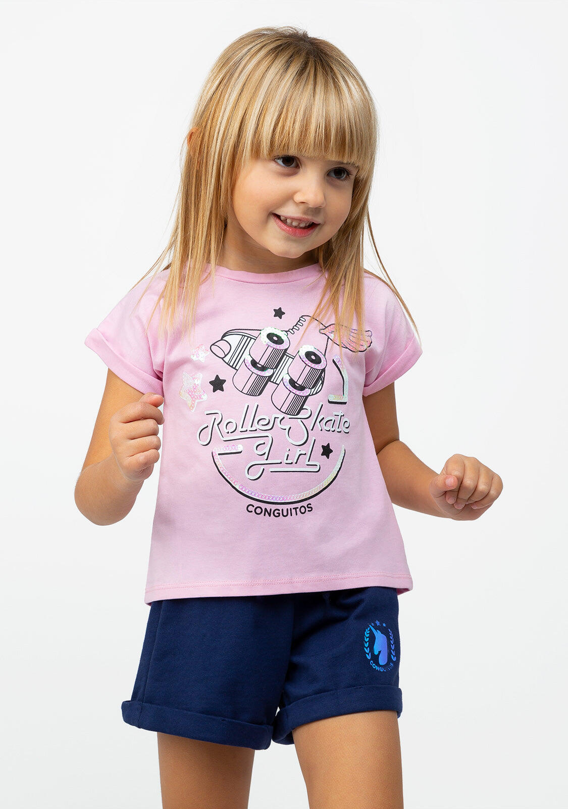 Camiseta De Niña Lentejuelas Rosa 2/5