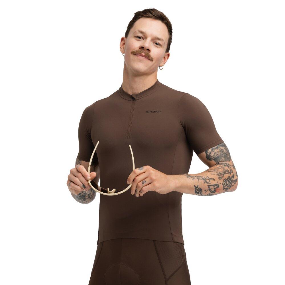 SIROKO Men Cycling 's half-zip gravel jersey GM5 Terraquest Brown Brown