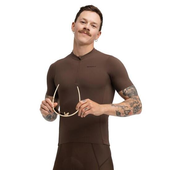 Maglia da ciclismo gravel mezza zip da uomo GM5 Terraquest Brown Marrone