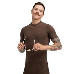 Maillot cyclisme gravel demi-zip homme GM5 Terraquest Brown Marron