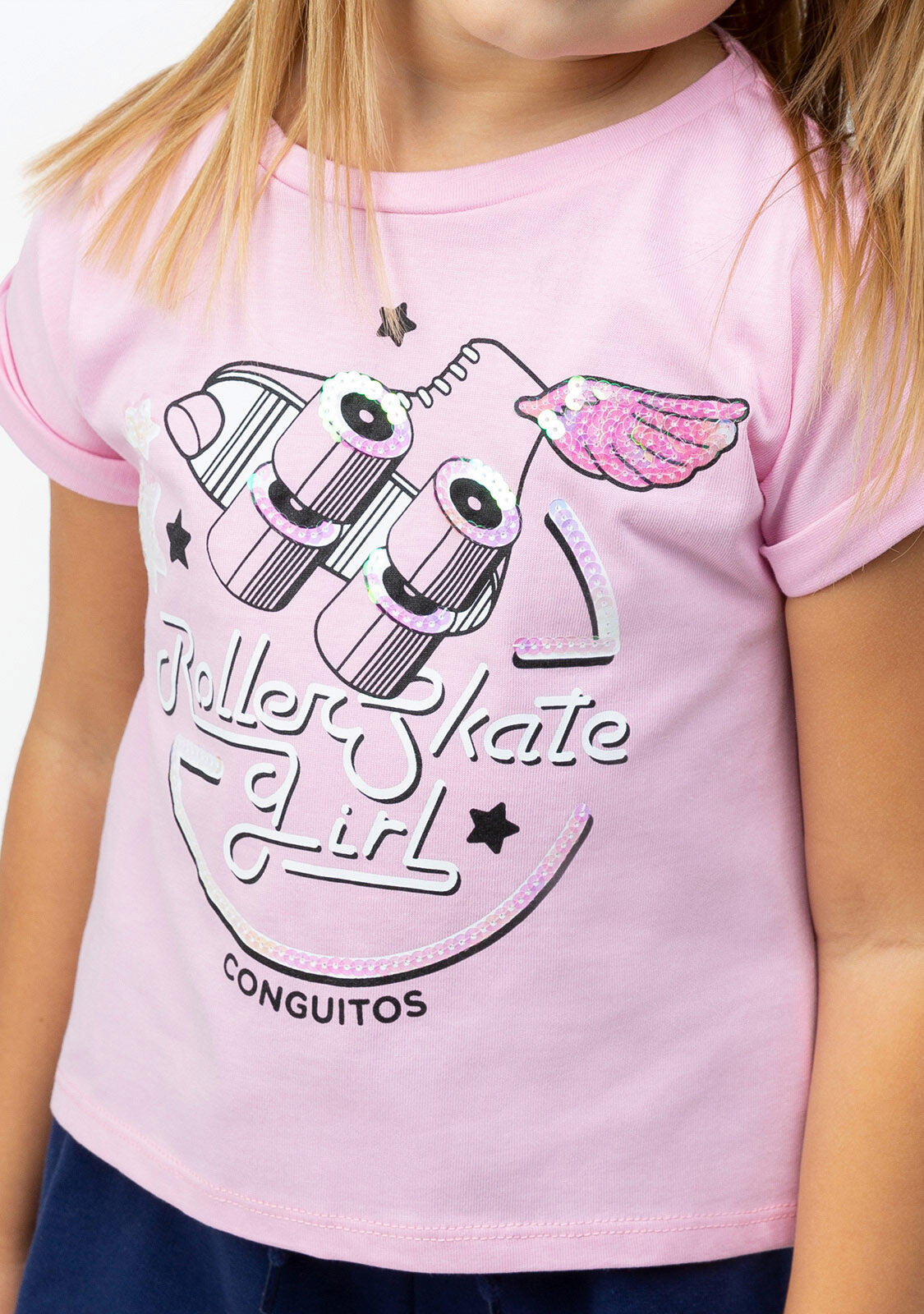 Camiseta De Niña Lentejuelas Rosa 5/5