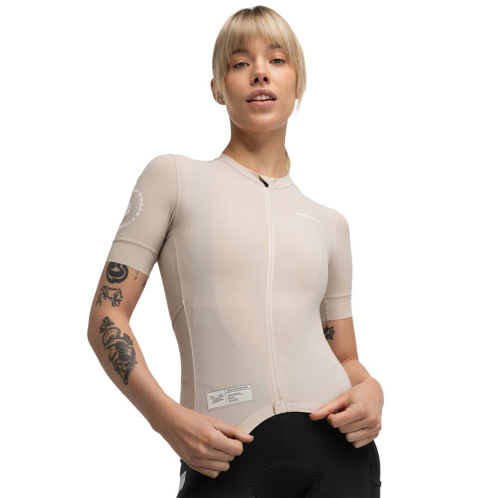 SIROKO Women Cycling 's short sleeve gravel jersey GM2 Raíz Beige