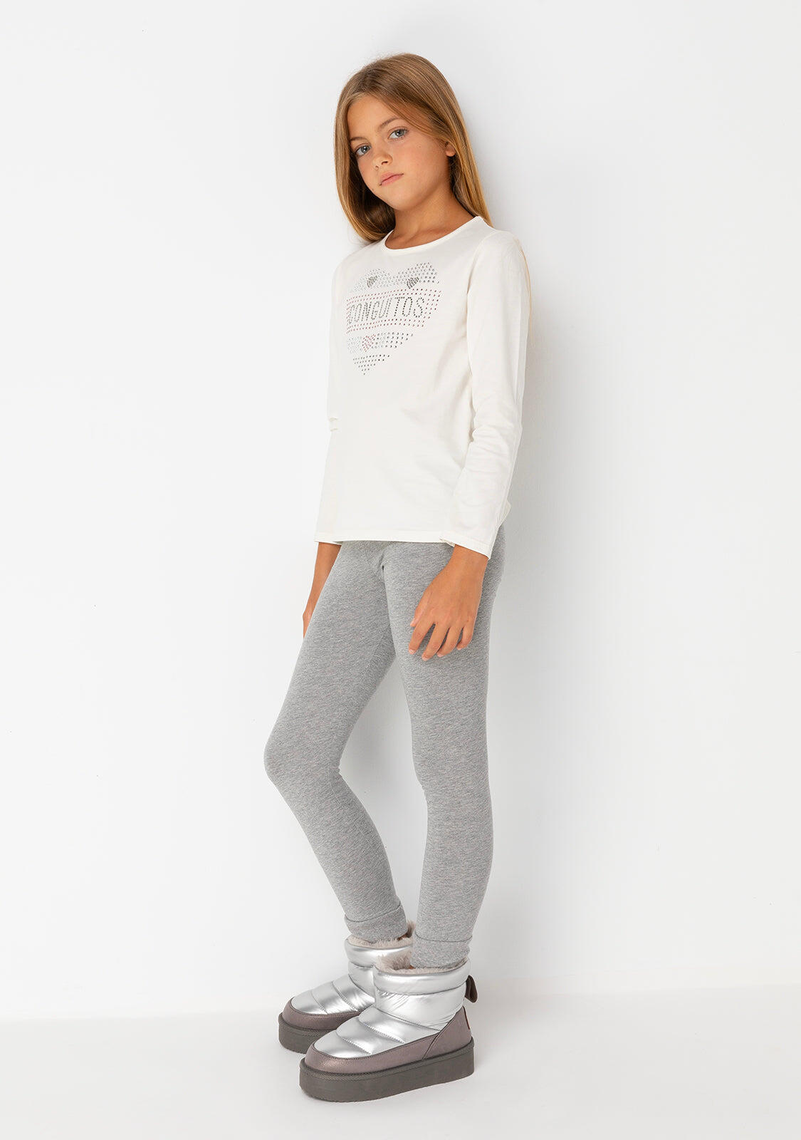 Camiseta Corazón Strass Blanca Niña 2/4