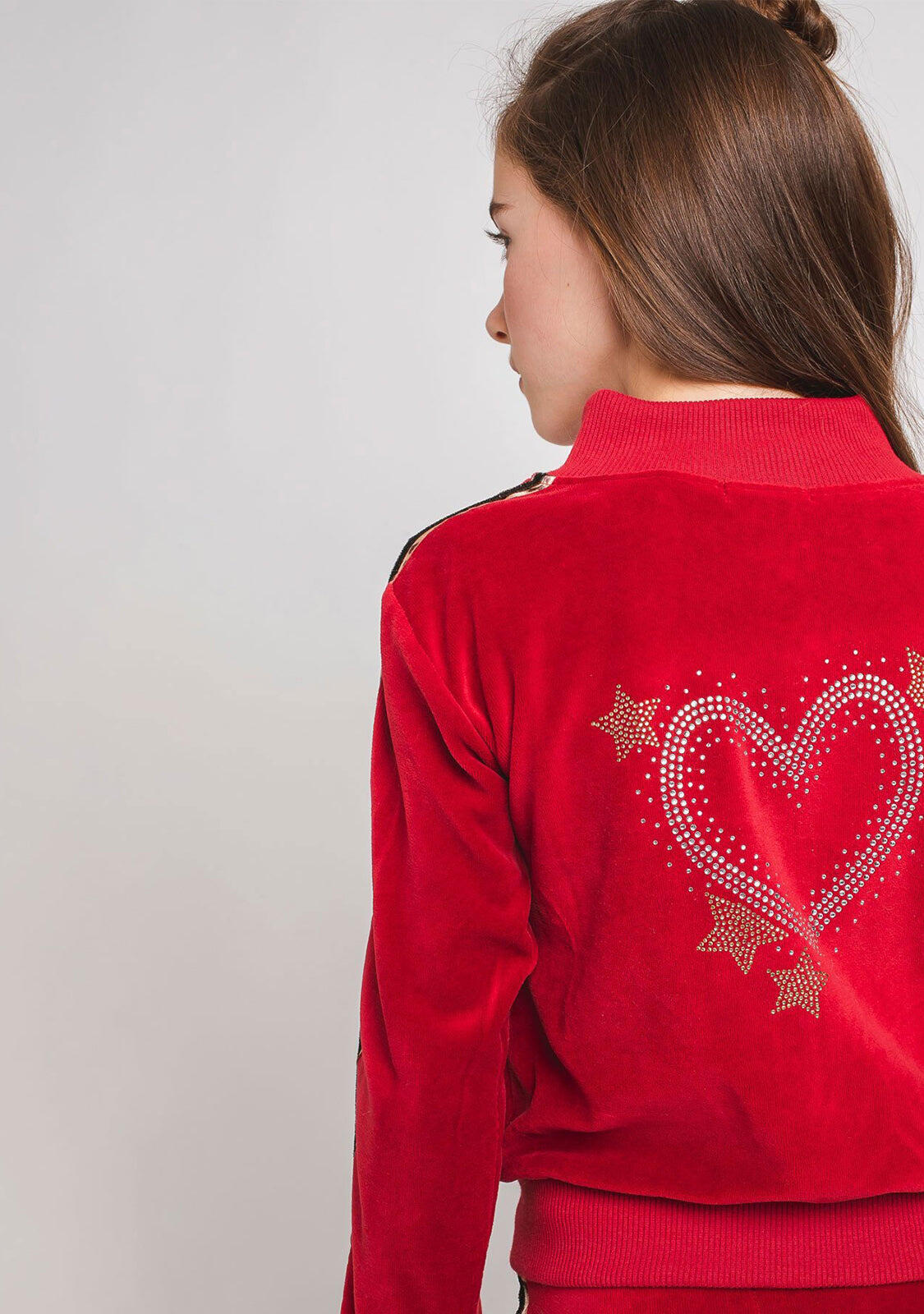 CHAQUETA DE CHANDAL TERCIOPELO ROJA 3/4